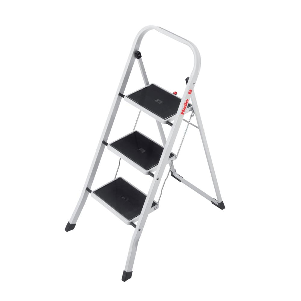 Escalera plegable de acero blanco con capacidad de 330 lbs. de 3 peldaños Hailo 9204015096