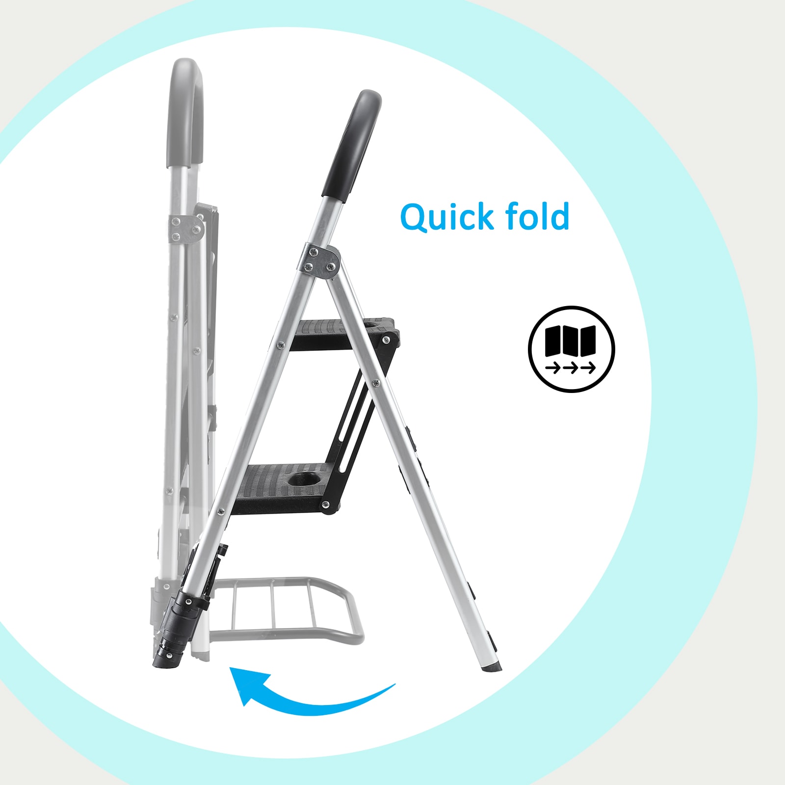 Escalera plegable de doble uso Maocao Hoom para camión de 2 peldaños con capacidad de 265 lb en aluminio negro.
