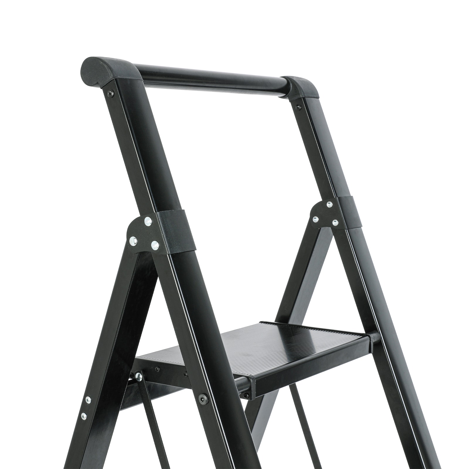 Escalón plegable de aluminio negro con capacidad de 330 libras Maocao Hoom de 4 pasos BH171333B.