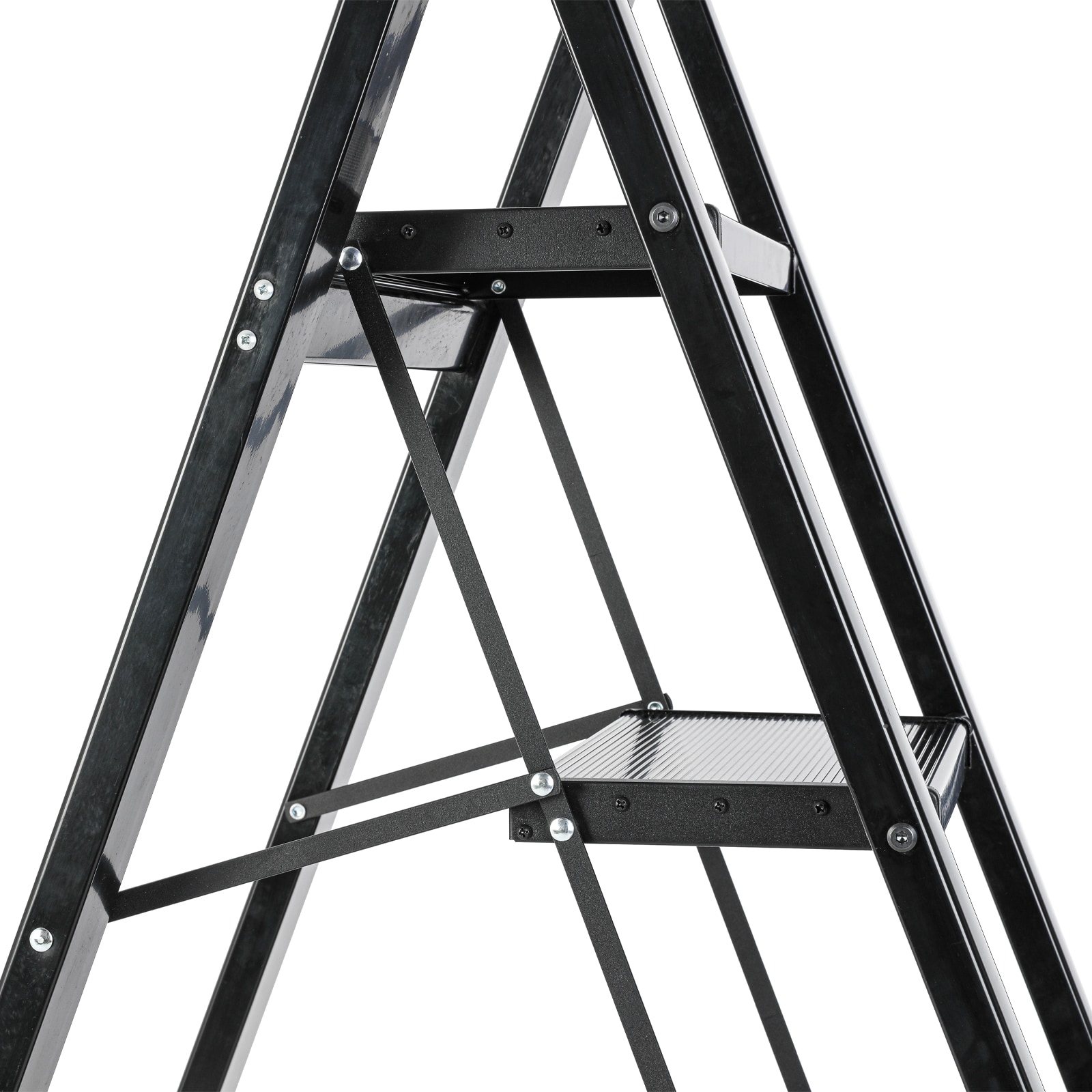Escalón plegable de aluminio negro con capacidad de 330 libras Maocao Hoom de 4 pasos BH171333B.