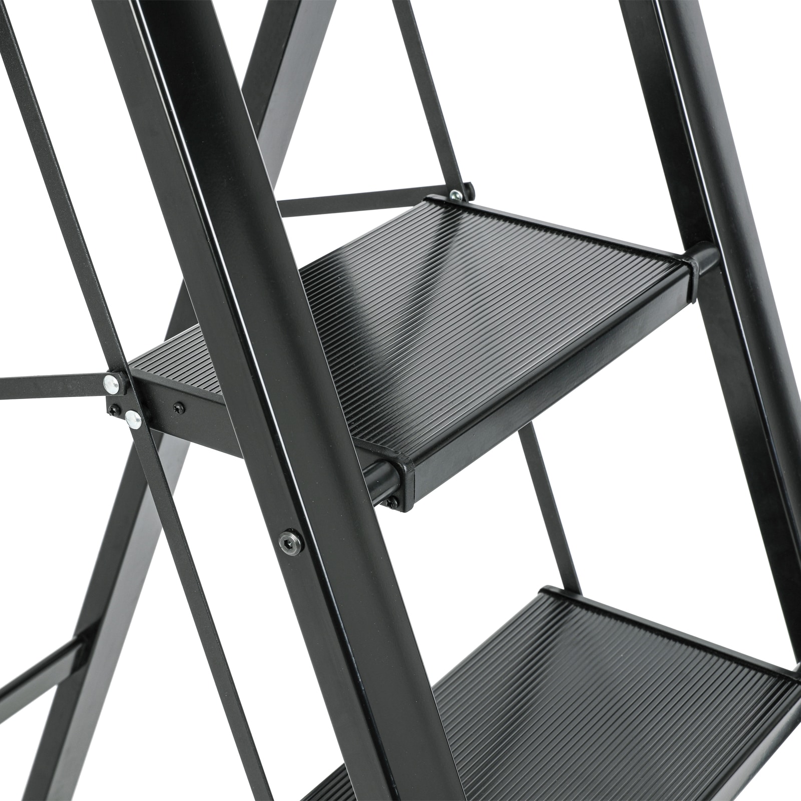 Escalón plegable de aluminio negro con capacidad de 330 libras Maocao Hoom de 4 pasos BH171333B.