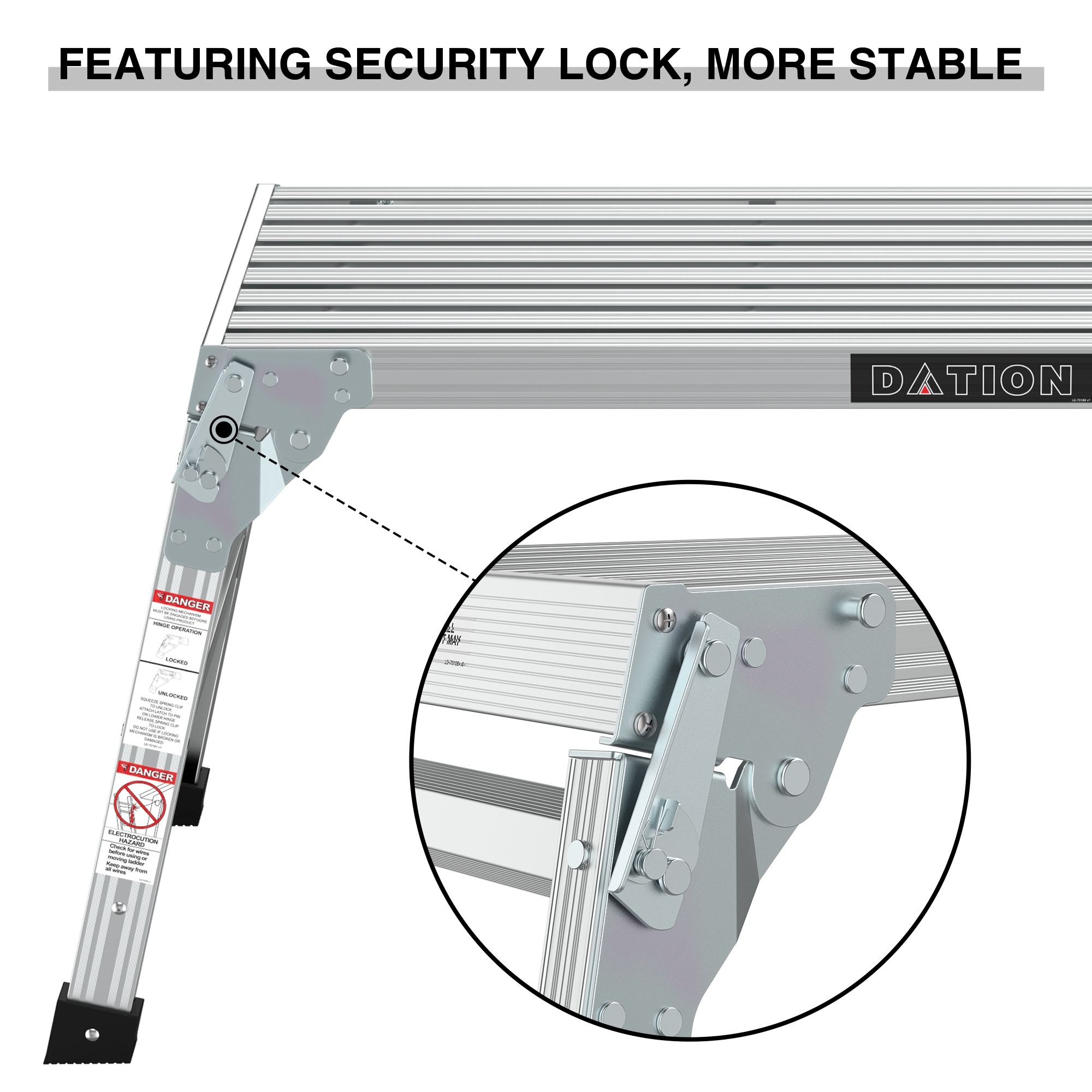 Escalón Plegable de Aluminio Plateado con Capacidad de 225 libras Kahomvis DATI-QPW1-4572