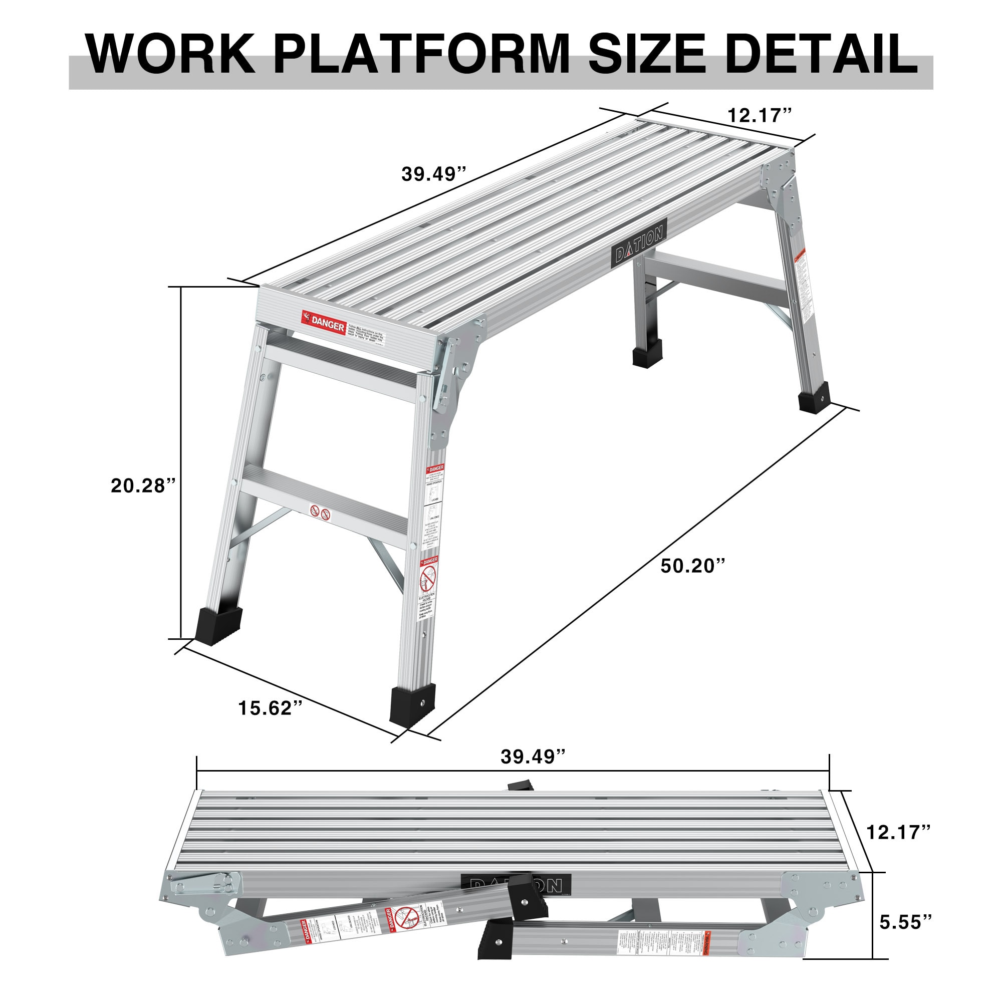 Escalón Plegable de Aluminio Plateado con Capacidad de 225 libras Kahomvis DATI-QPW1-4572
