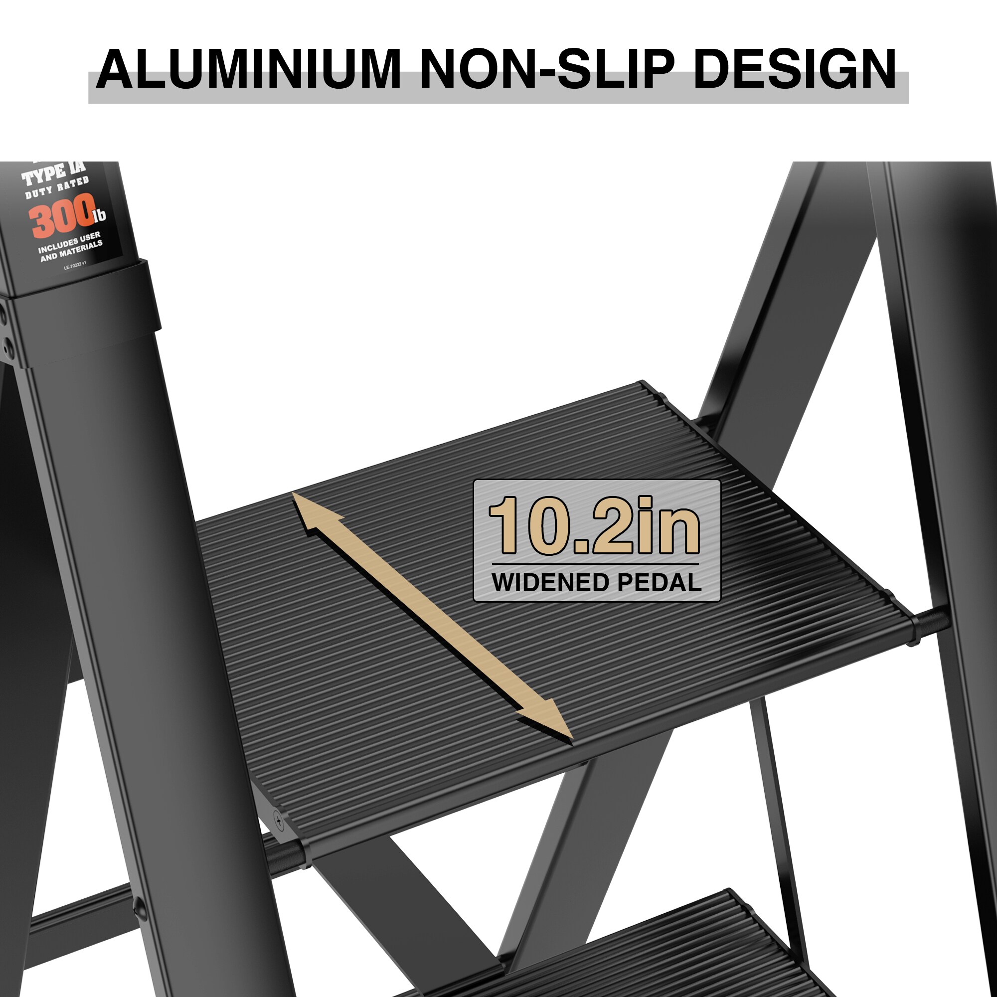 Escalera de 4 peldaños Maocao Hoom con capacidad de 300 lb, escalón plegable de aluminio negro