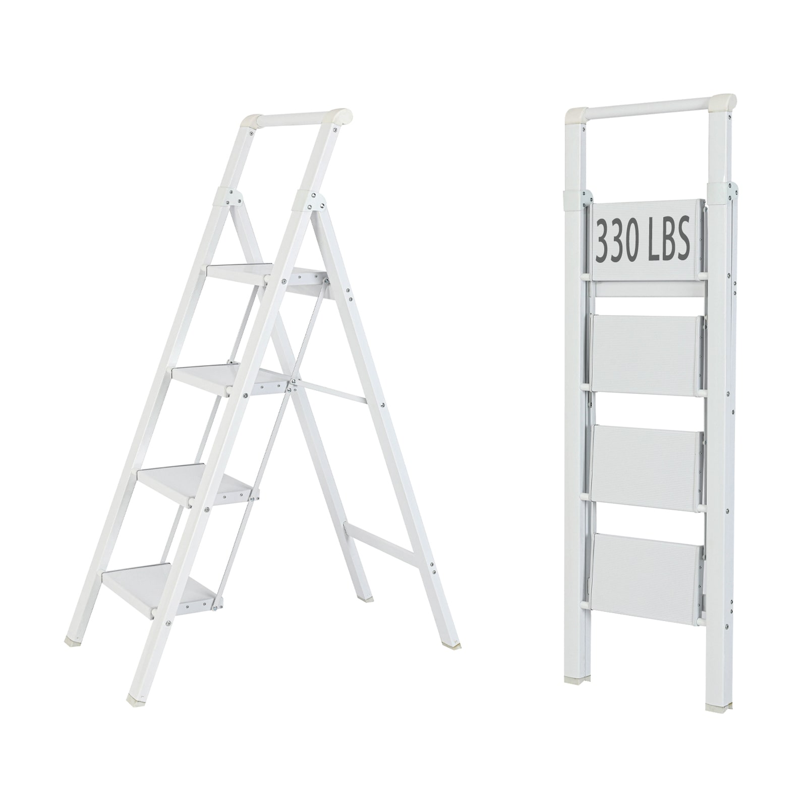Escalón Plegable de Aluminio Blanco con Capacidad de 330 lb de Maocao Hoom de 4 Pasos