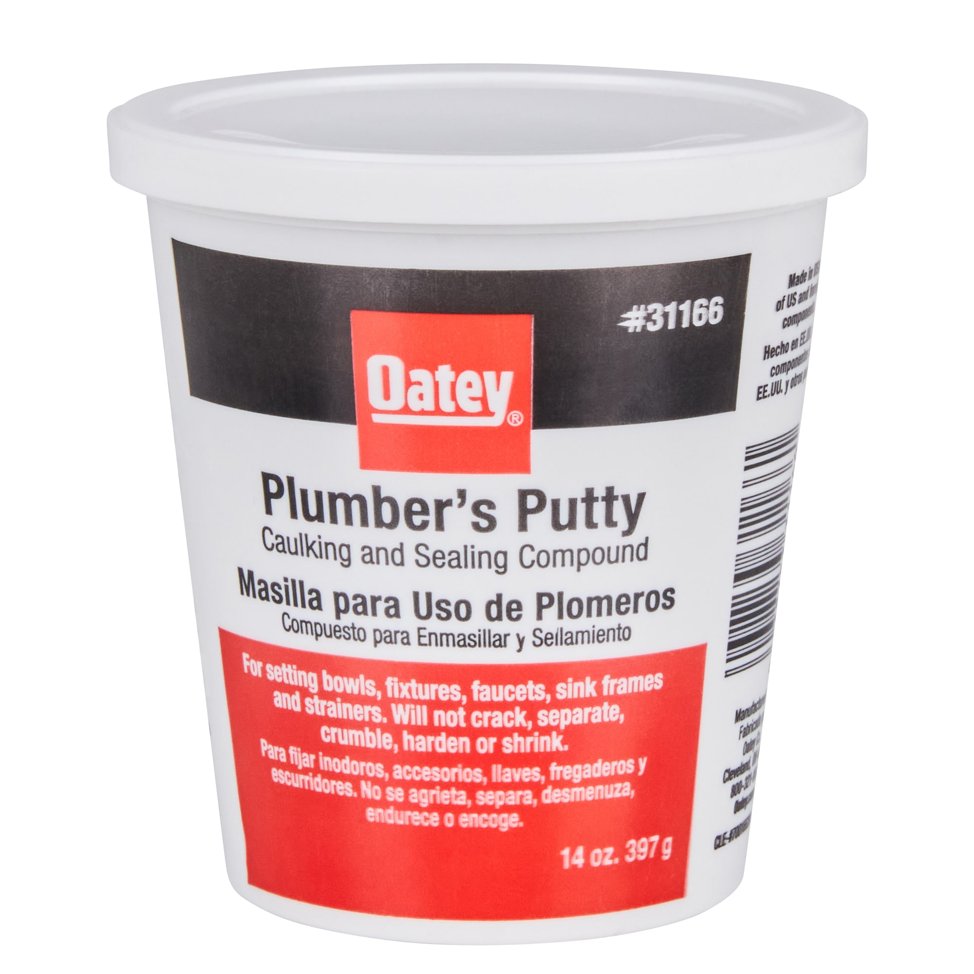 Masilla para fontaneros en tono blanco de 14 onzas Oatey 31166L