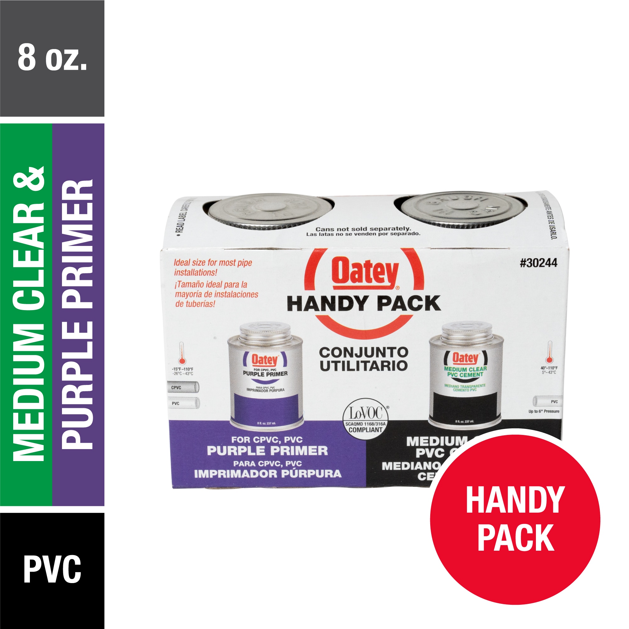 Paquete útil de 8 oz de cemento PVC morado y transparente y primer 30244L