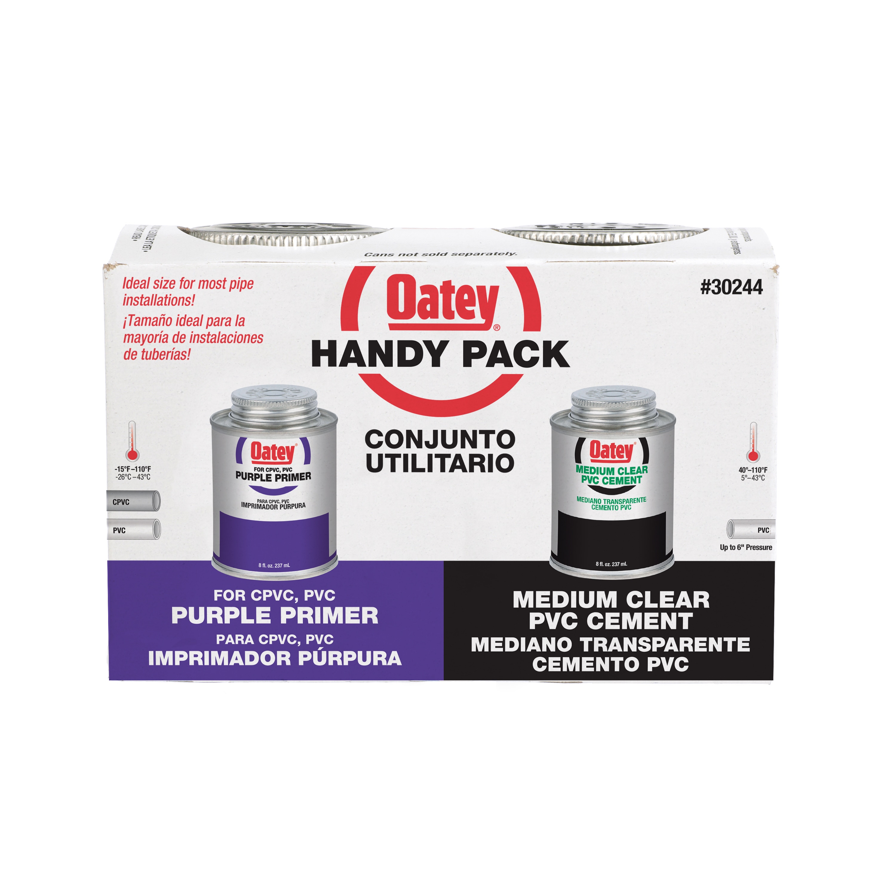 Paquete útil de 8 oz de cemento PVC morado y transparente y primer 30244L