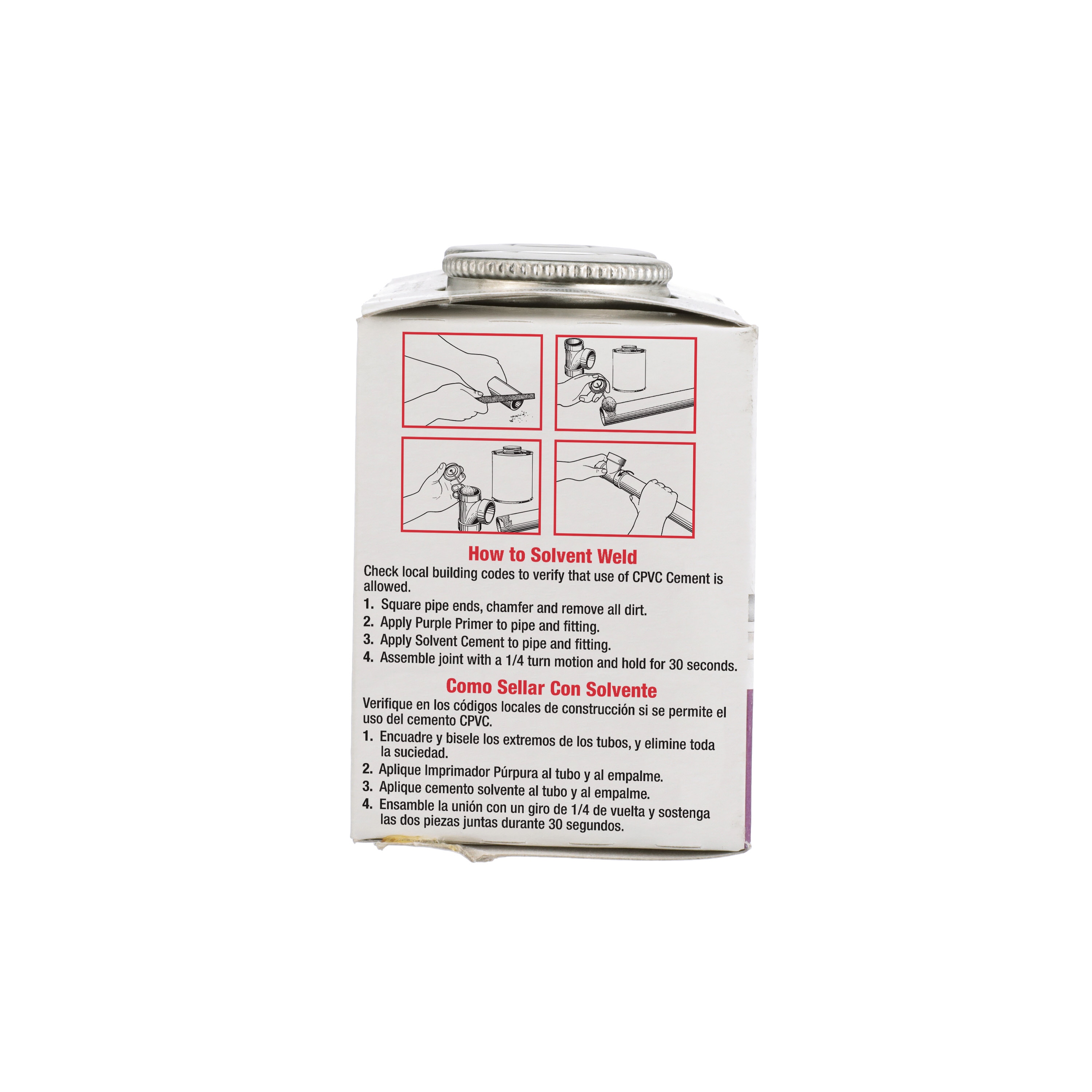 Paquete práctico de Oatey 4 oz Pega de CPVC morada y naranja con imprimante 30234L