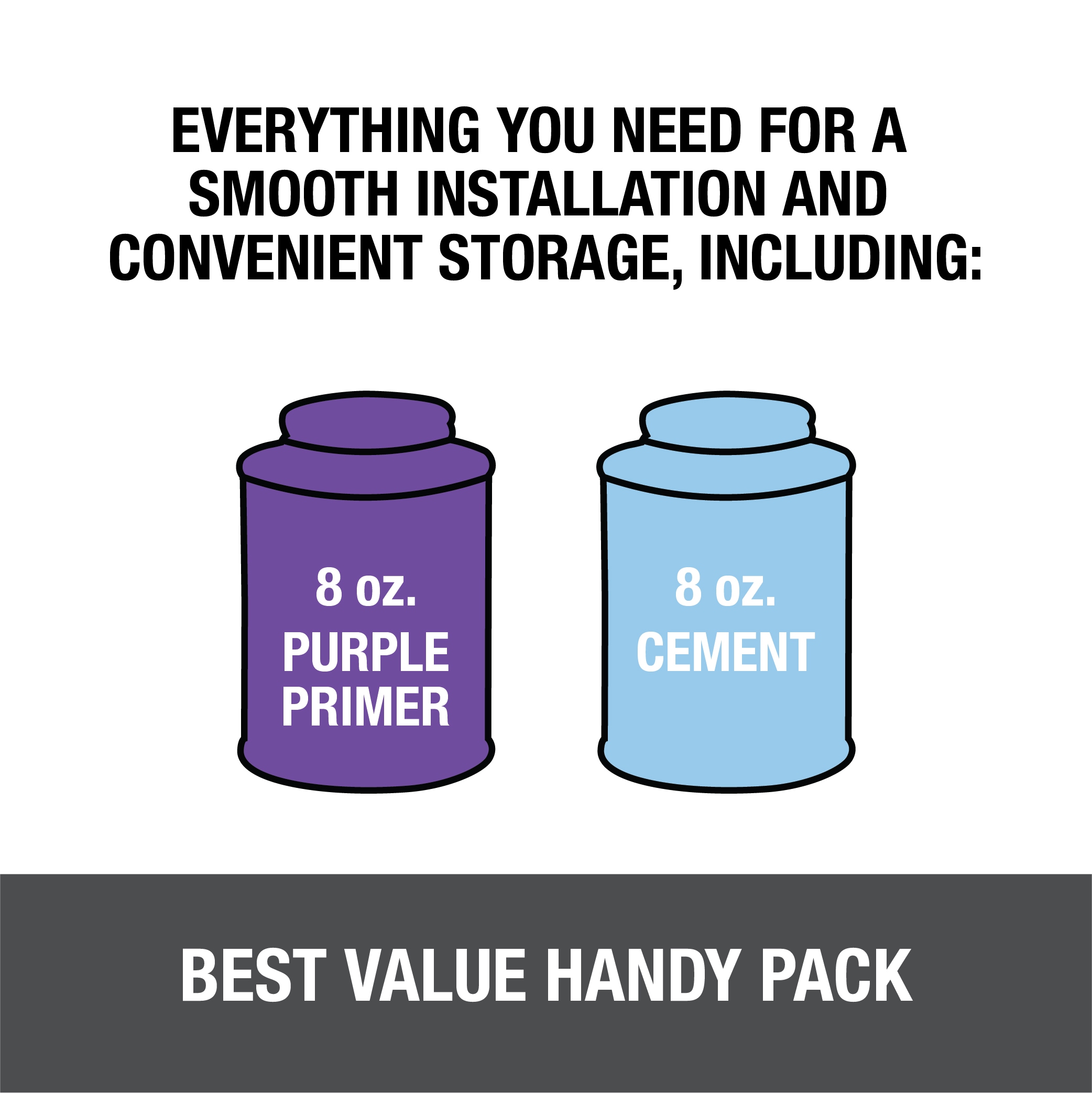 Paquete útil de Oatey 8 oz. de cemento y primer PVC morado y azul 30231L