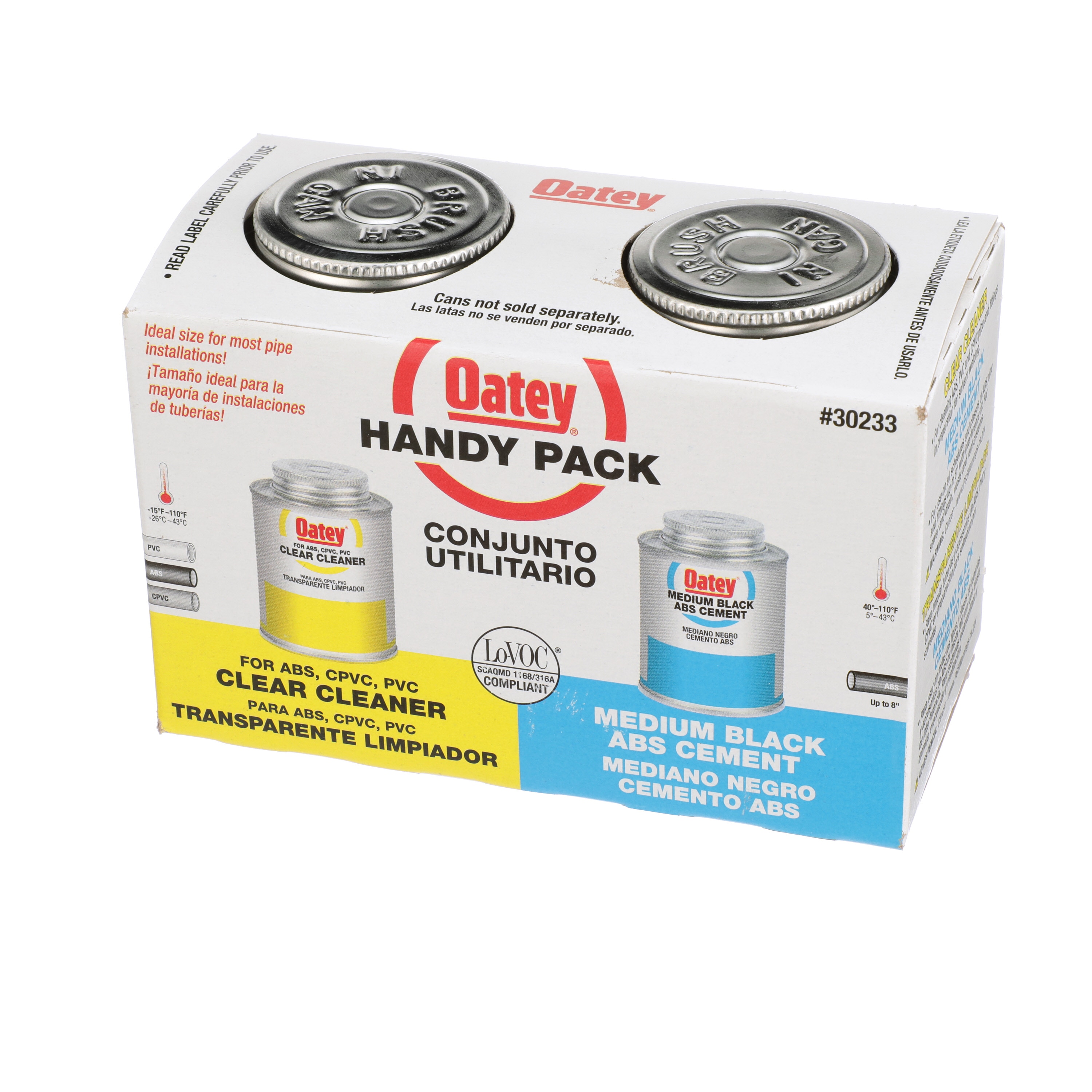 Oatey Paquete práctico de 8 oz de cemento y limpiador ABS transparente y negro 30233L
