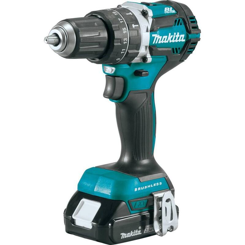 Kit de Taladro-Martillo Inalámbrico Brushless Compacto de 1/2 pulgadas de Ion de Litio LXT de 18V de Makita con (2) Baterías de 2.0Ah, Cargador y Bolsa - XPH12R