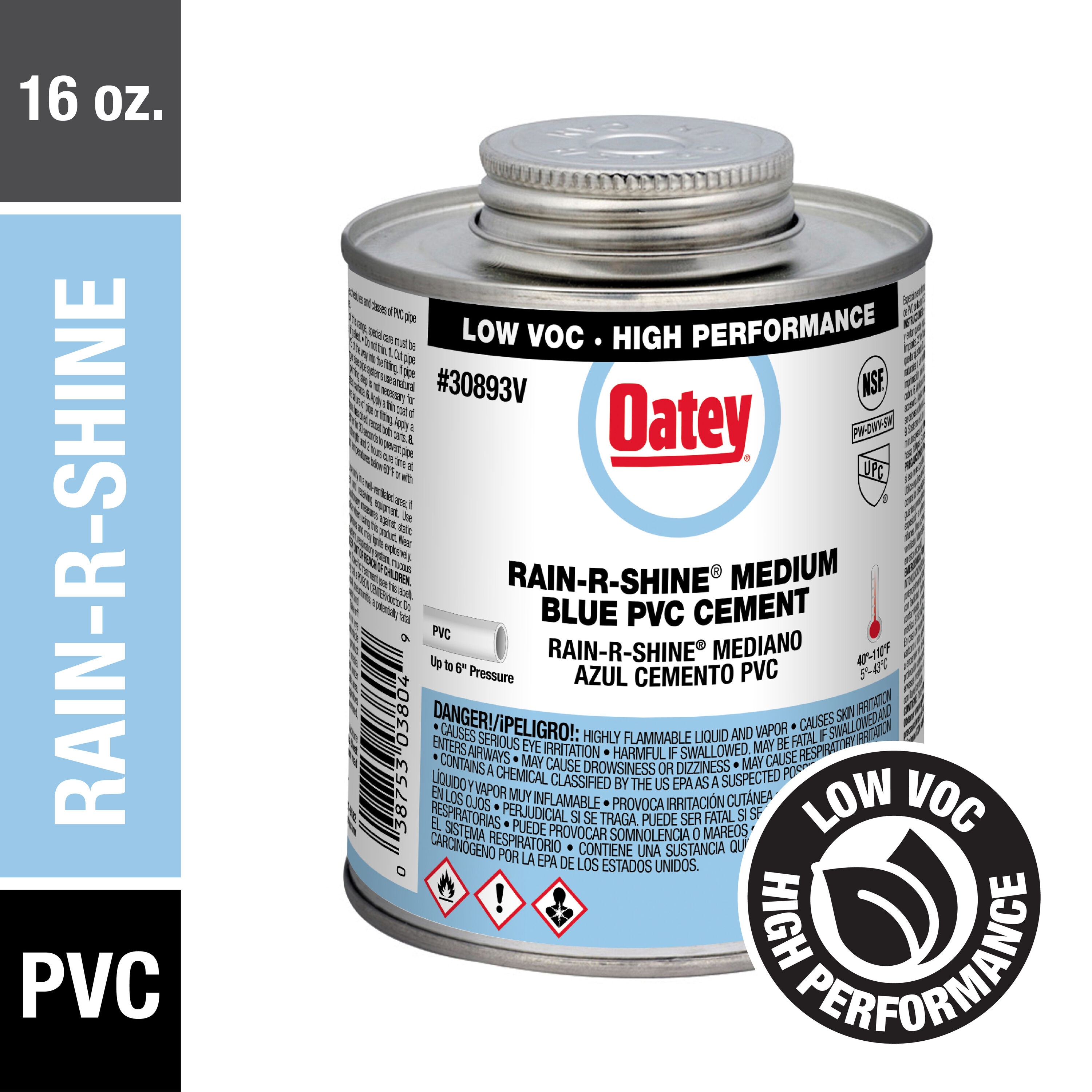 Cemento PVC azul Oatey Rain-R-Shine de 16 oz fluidas - 30893LV