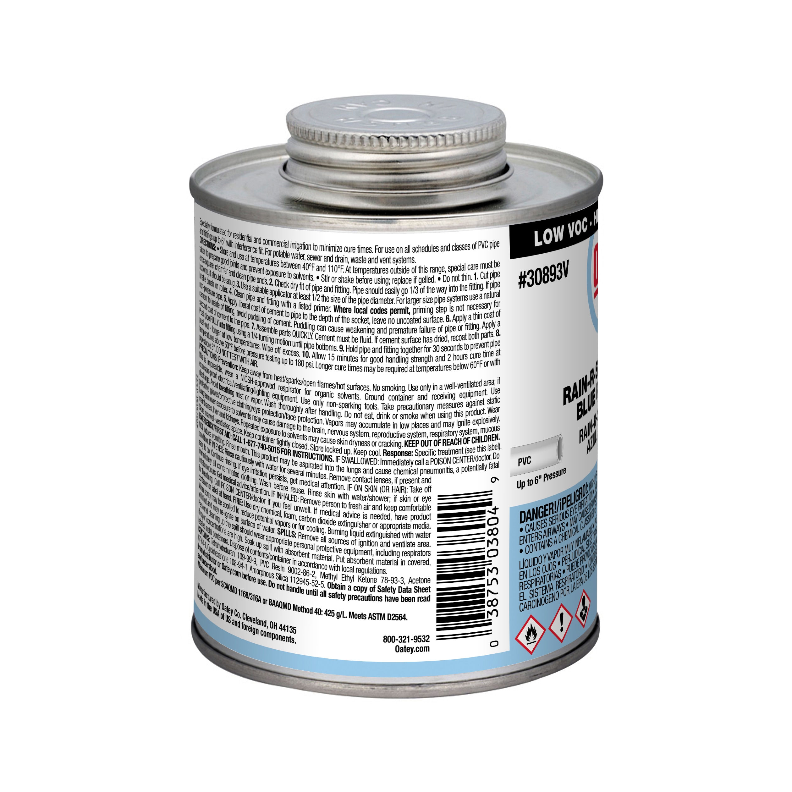 Cemento PVC azul Oatey Rain-R-Shine de 16 oz fluidas - 30893LV