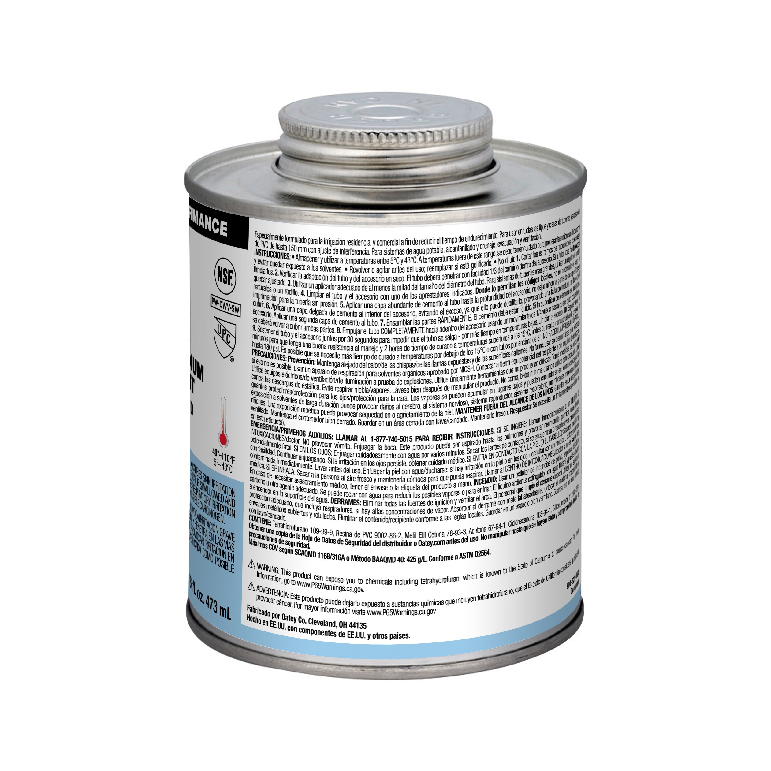 Cemento PVC azul Oatey Rain-R-Shine de 16 oz fluidas - 30893LV