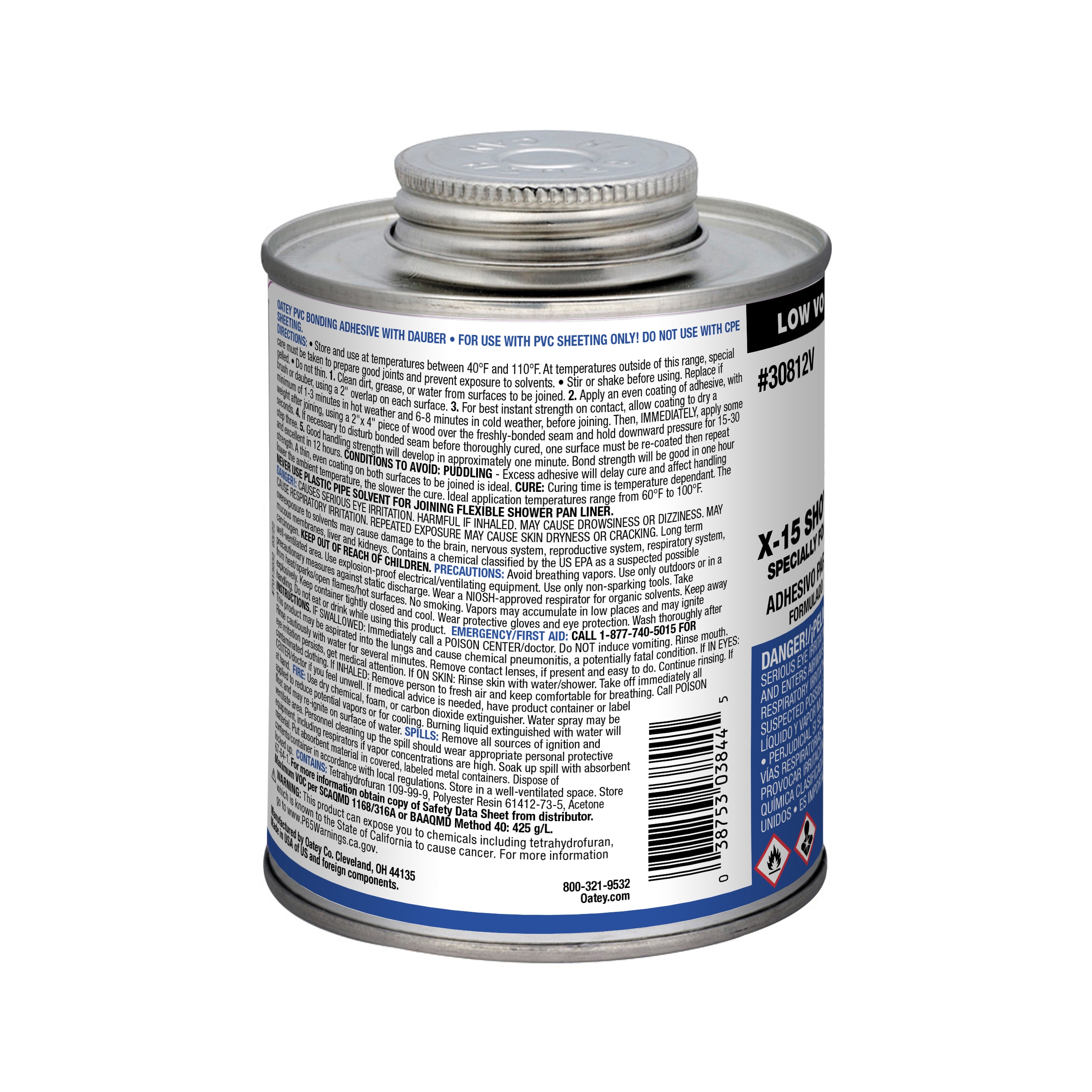Cemento para forro de bandeja de ducha amarillo de 16 onzas líquidas Oatey X-15 (30812LV)