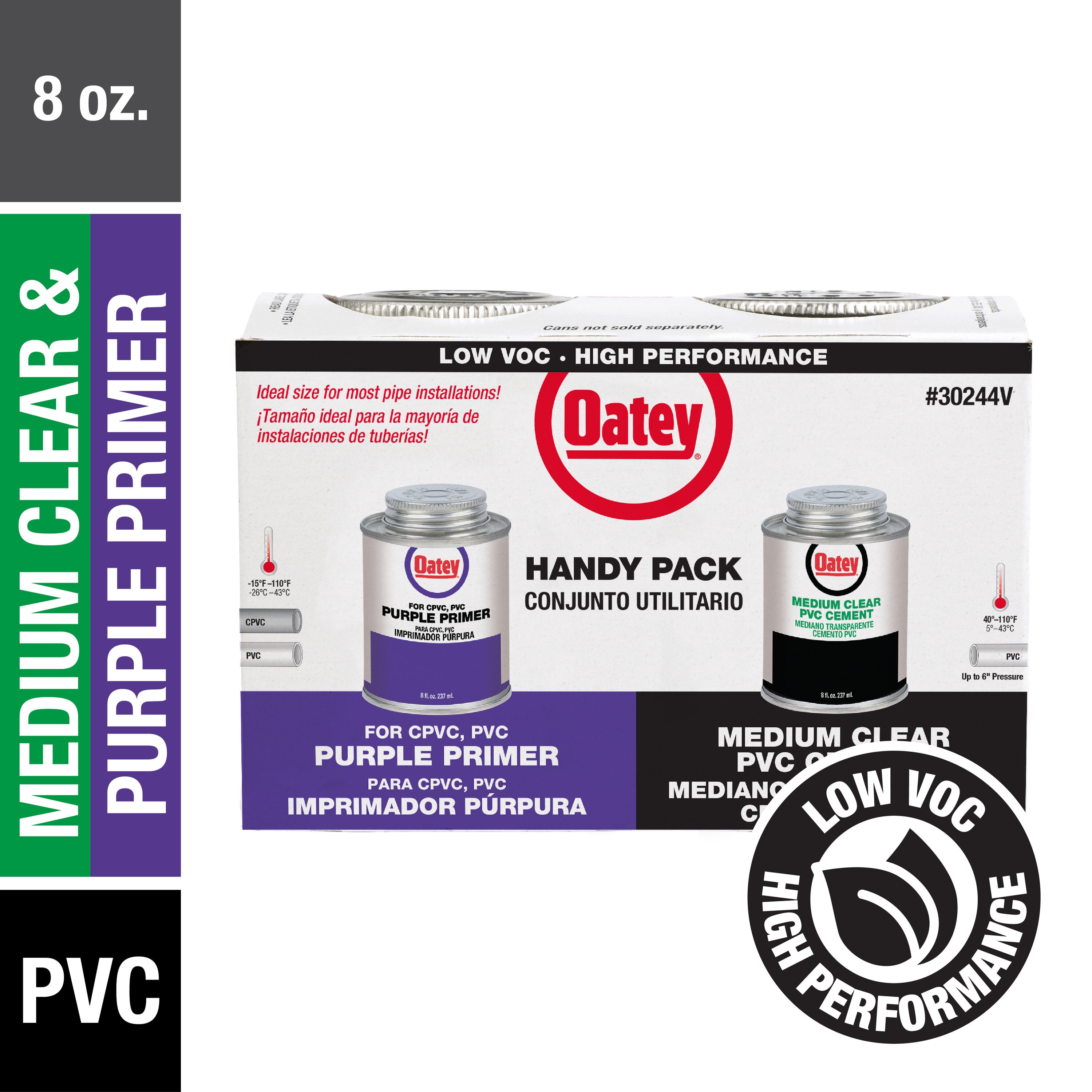 Oatey Paquete Práctico 8 oz Cemento Morado y Transparente para PVC y Primer 30244LV