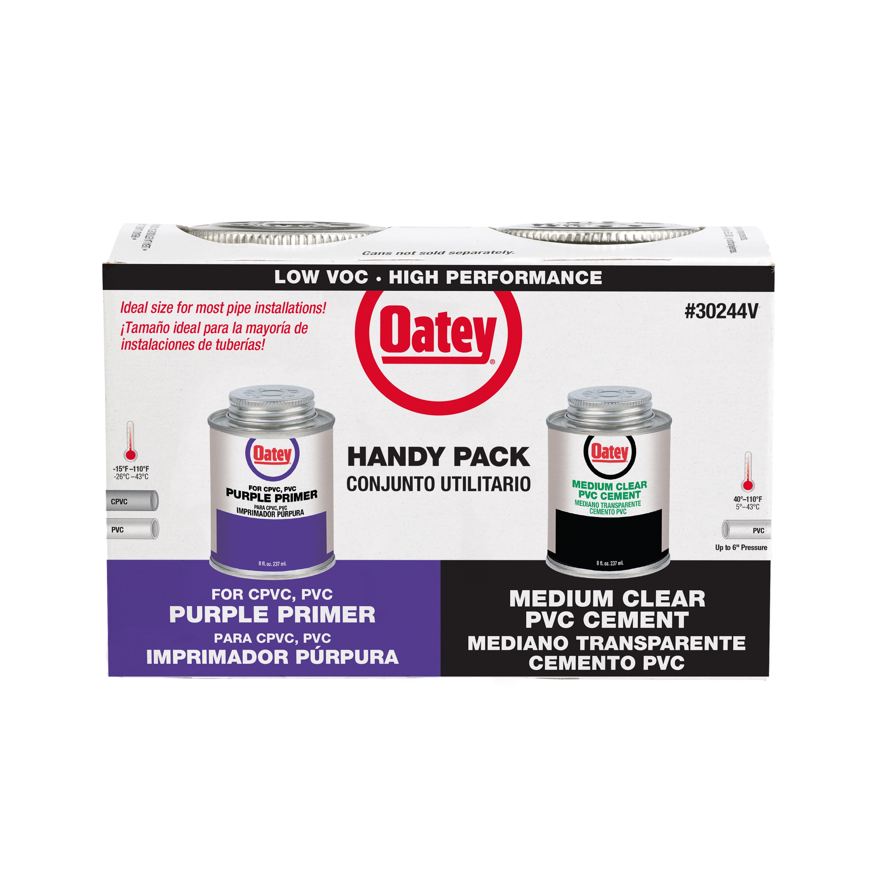 Oatey Paquete Práctico 8 oz Cemento Morado y Transparente para PVC y Primer 30244LV