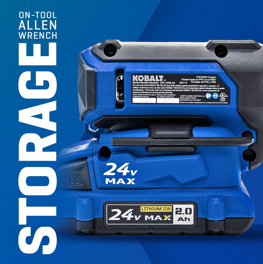 Cortadora multipropósito de PVC PEX de 2-3/8 pulgadas Kobalt 24v 24 voltios con batería inalámbrica de 2 Ah, incluye cargador KPC 2024A-03