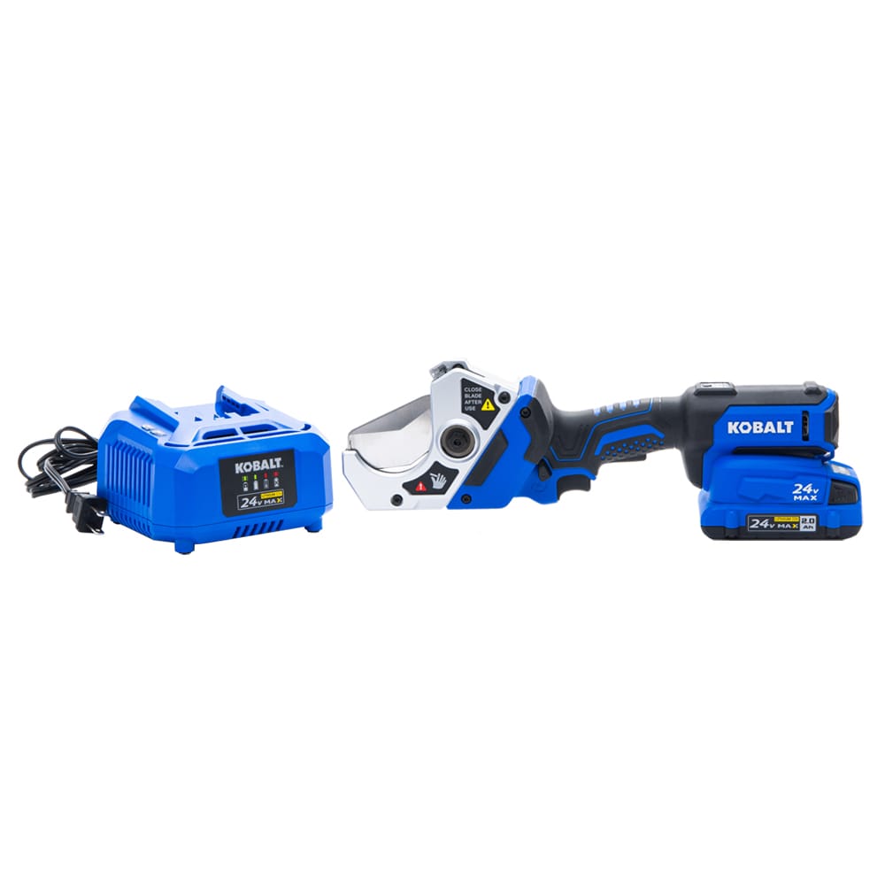 Cortadora multipropósito de PVC PEX de 2-3/8 pulgadas Kobalt 24v 24 voltios con batería inalámbrica de 2 Ah, incluye cargador KPC 2024A-03