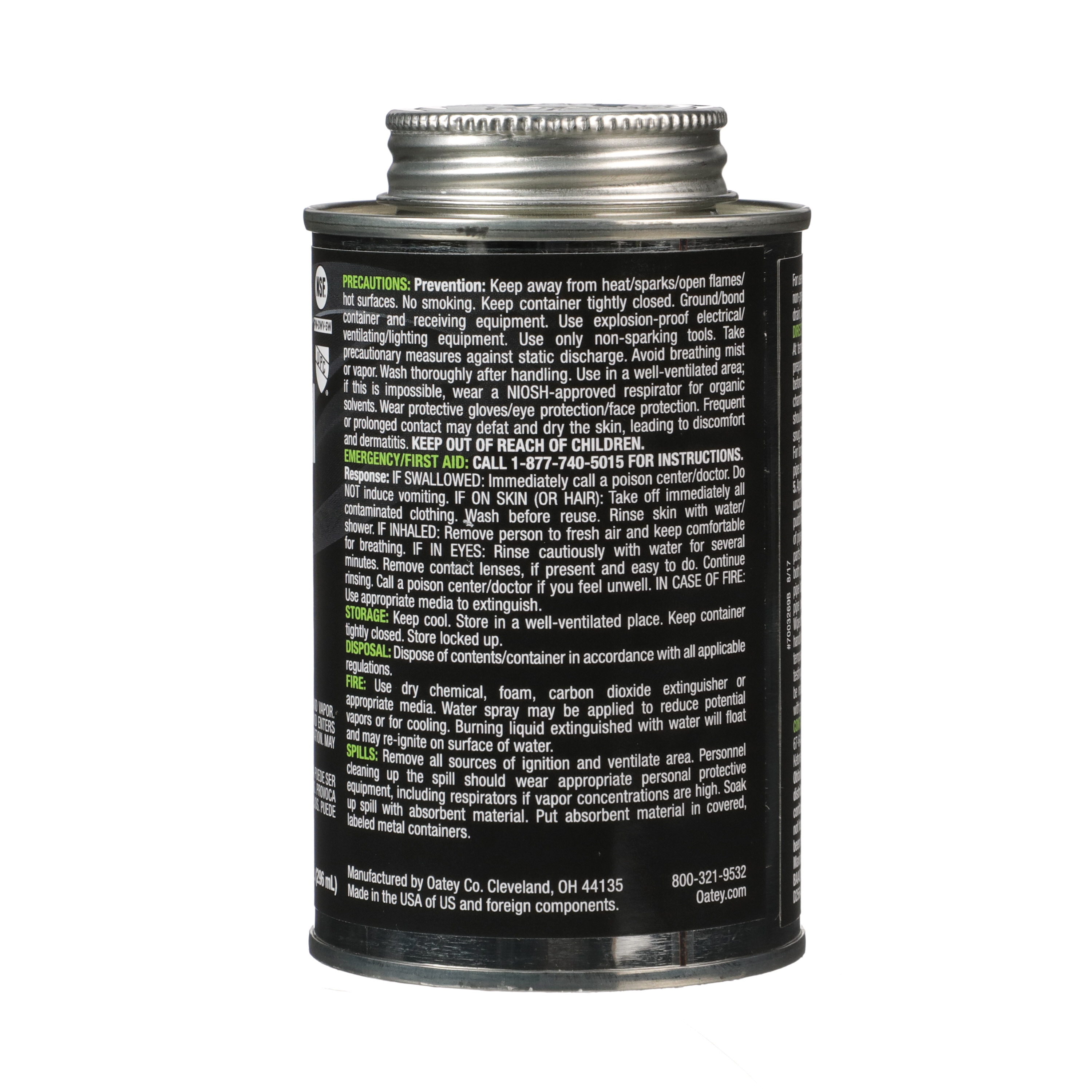Cemento y primer PVC transparente de 10 oz Fusion One-Step de Oatey 32192L