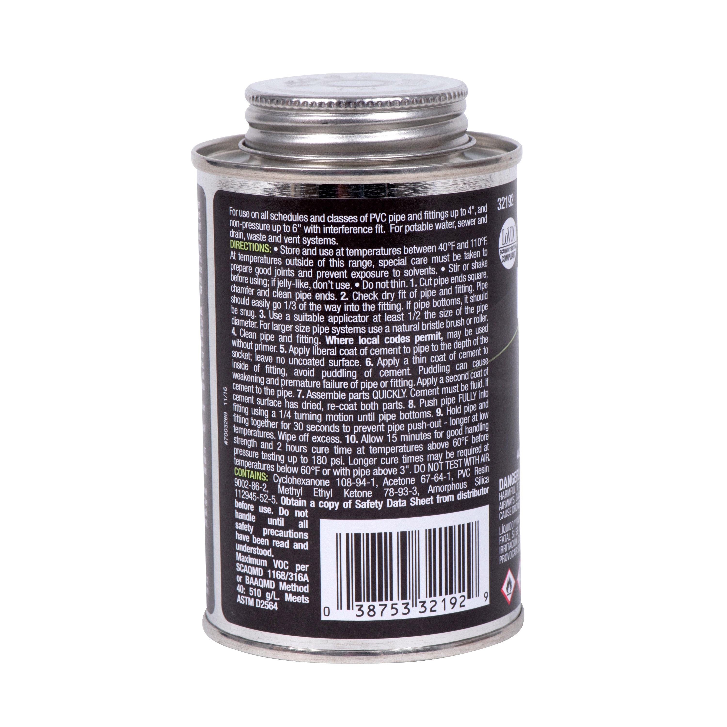 Cemento y primer PVC transparente de 10 oz Fusion One-Step de Oatey 32192L
