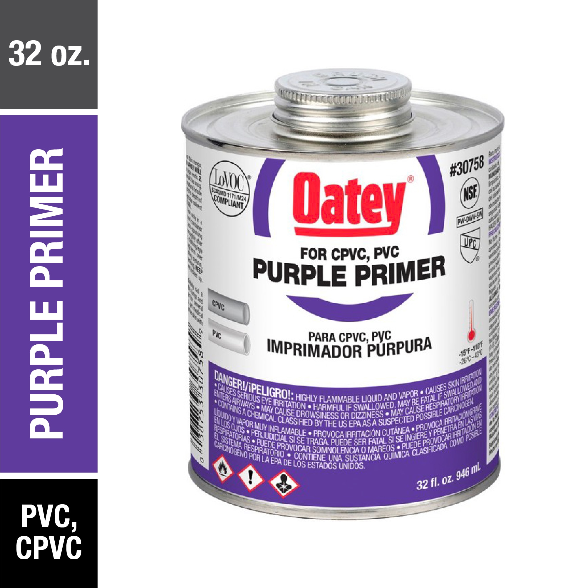 Imprimador Morado de CPVC y PVC de 32 onzas, modelo 30758L