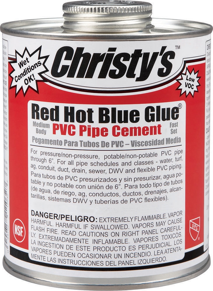 Pegamento azul para PVC Christy's Red Hot Blue Glue de 8 oz