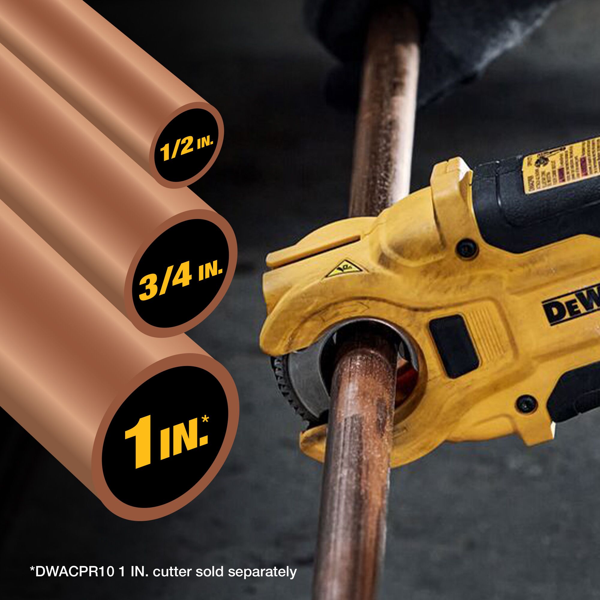 Adaptador cortador de tubos de cobre de 1/2 a 1 pulgada para impacto DEWALT DWACPRIR.