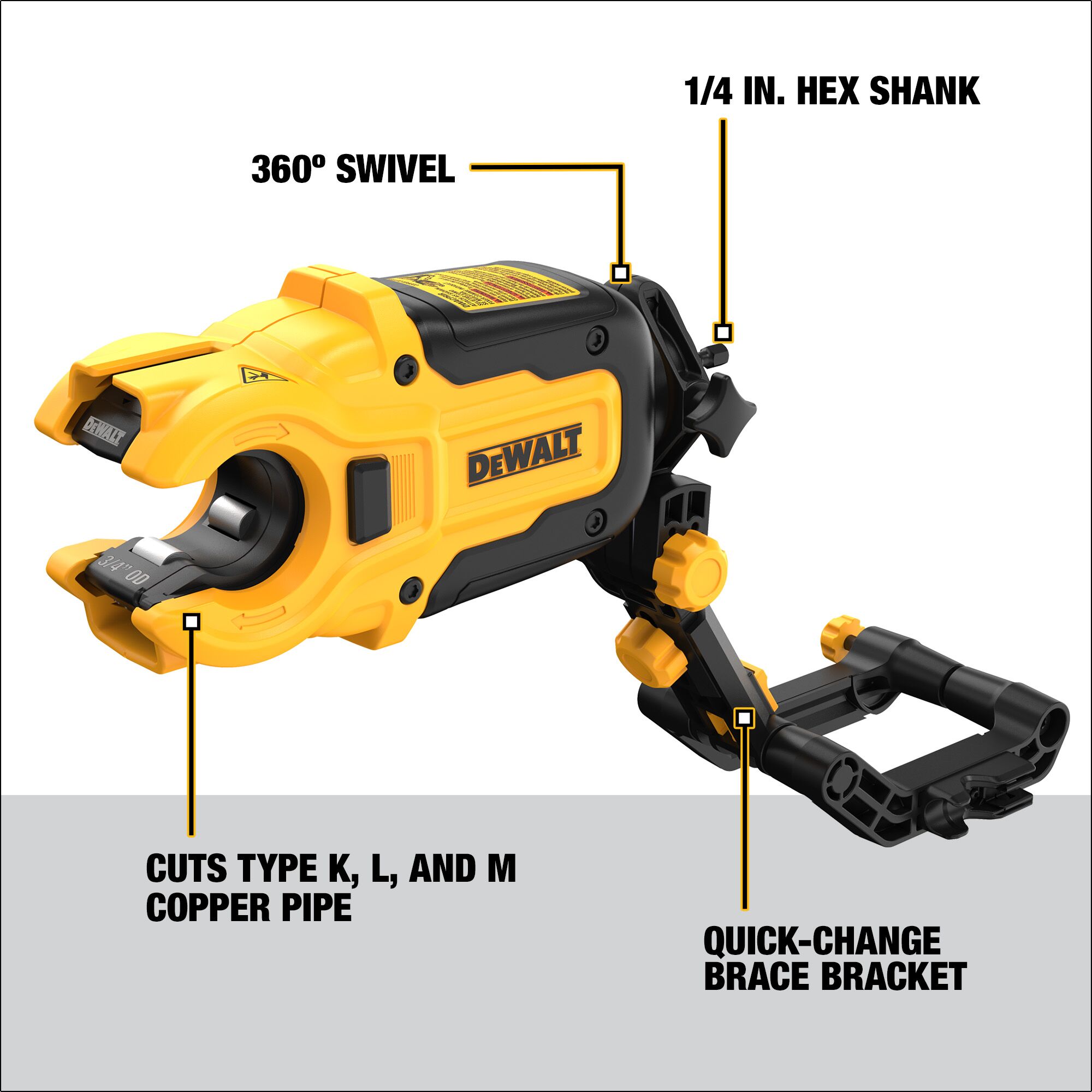 Adaptador cortador de tubos de cobre de 1/2 a 1 pulgada para impacto DEWALT DWACPRIR.