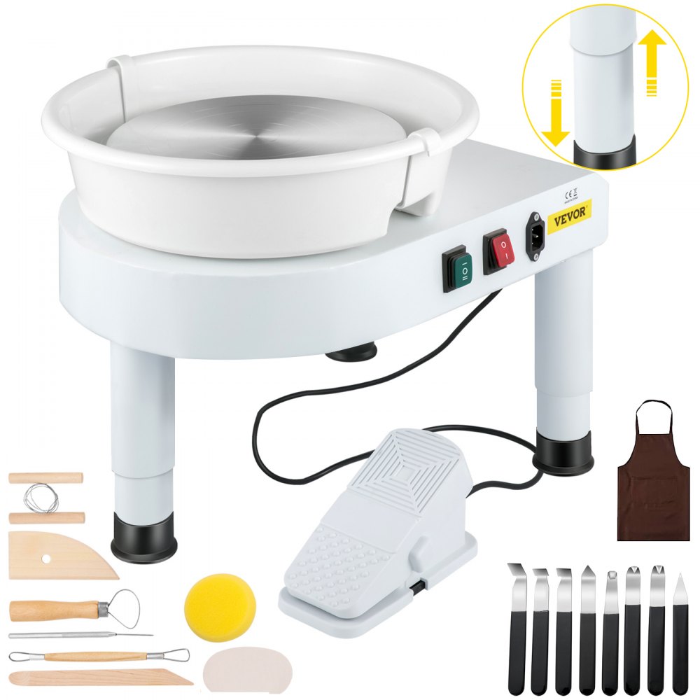 VEVOR Pottery Wheel 11in Ceramic Wheel Machine Lift Legs Foot Pedal DIY Tool Kit - SJS11INCH110VFPE2V1