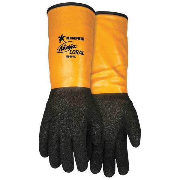 Guantes recubiertos resistentes al corte Mcr Safety, Nivel de corte A4, 10 ga, negro, L - N6464L