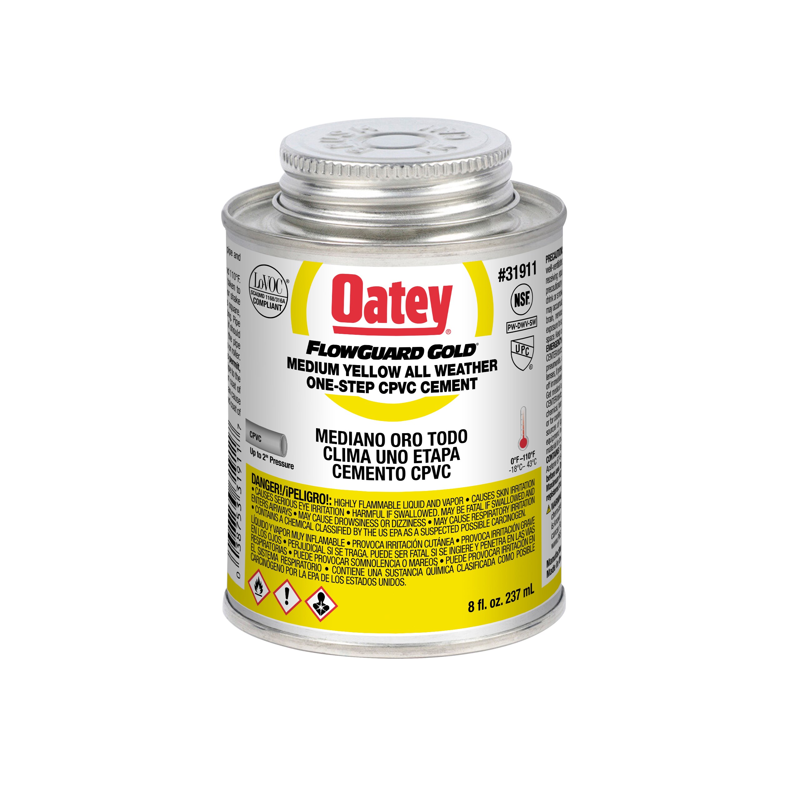 Cemento CPVC Oatey FlowGuard Gold Todo Clima de un Paso 8 fl oz 31911L