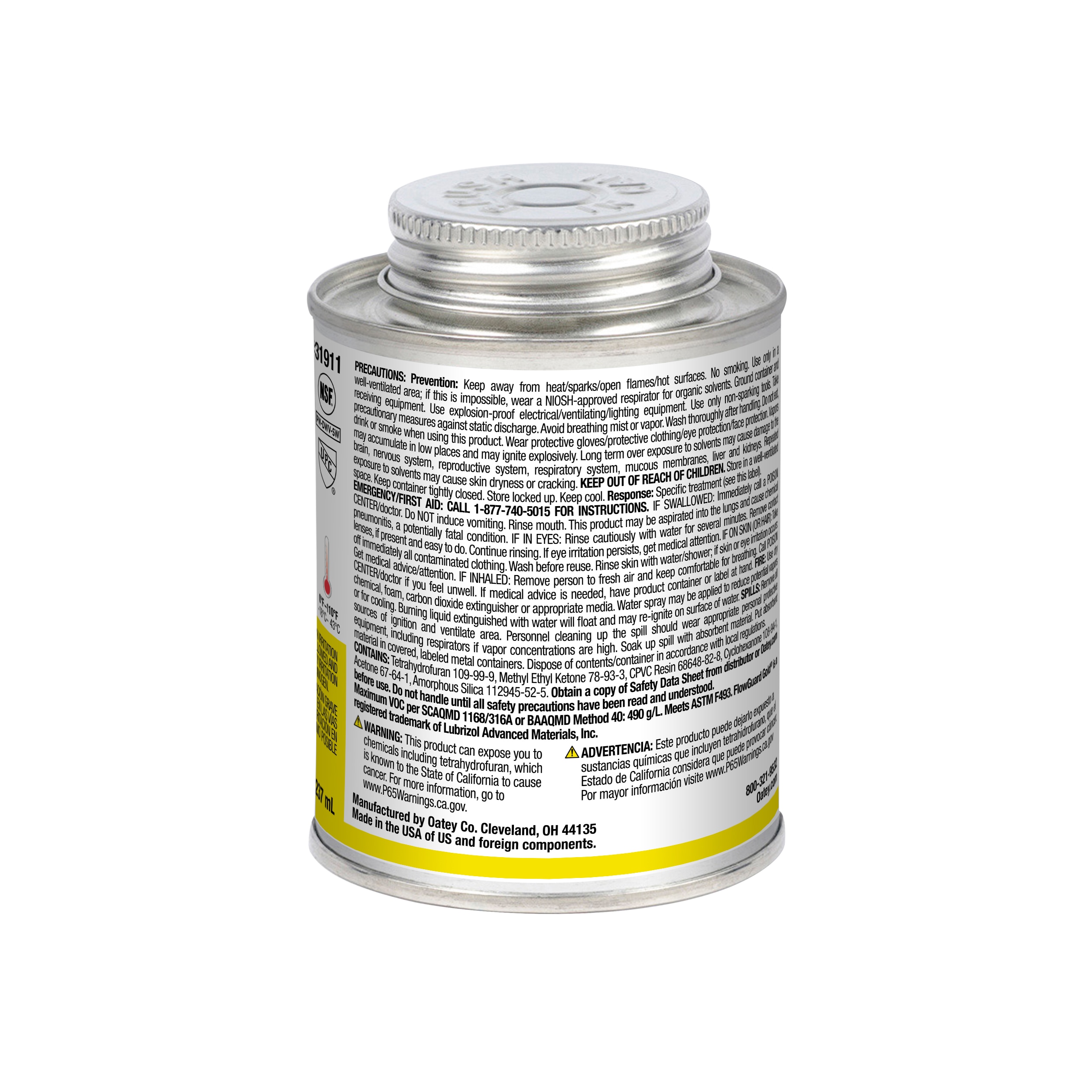 Cemento CPVC Oatey FlowGuard Gold Todo Clima de un Paso 8 fl oz 31911L