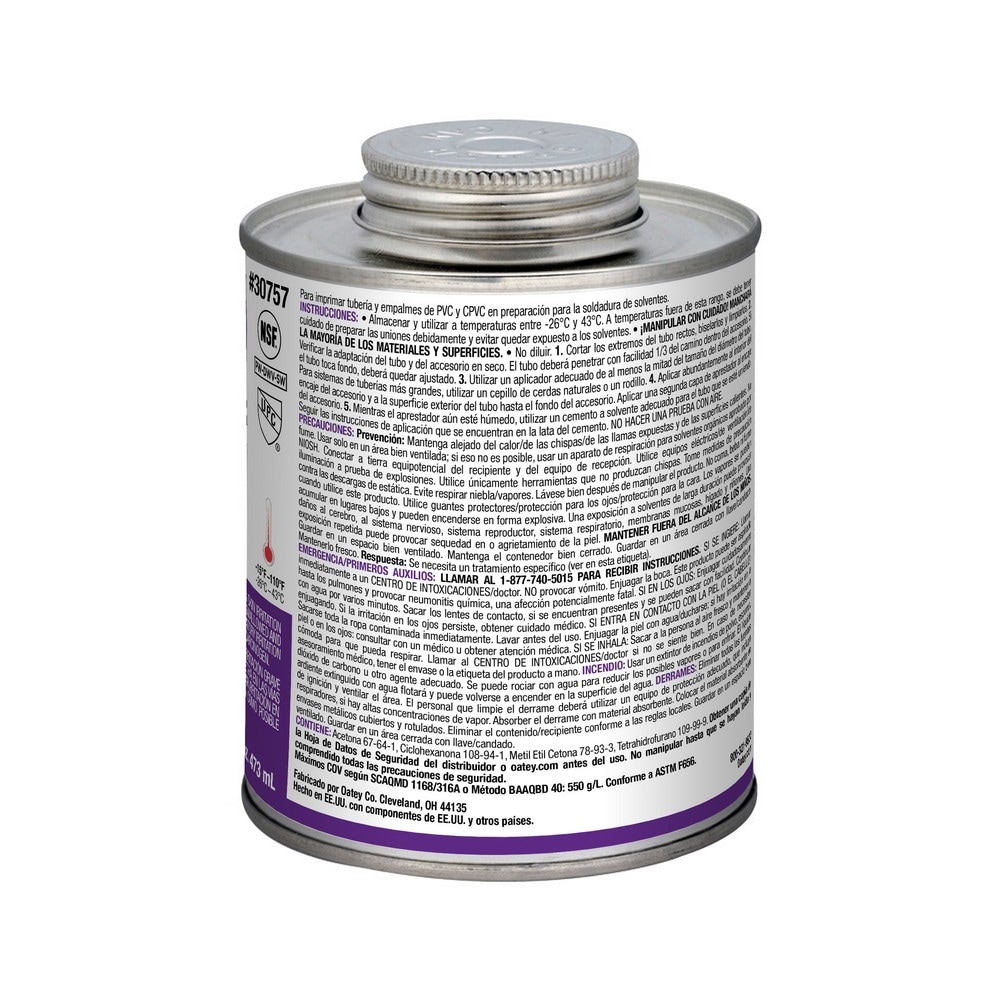Imprimador púrpura de 16 oz para CPVC y PVC Oatey 30757L