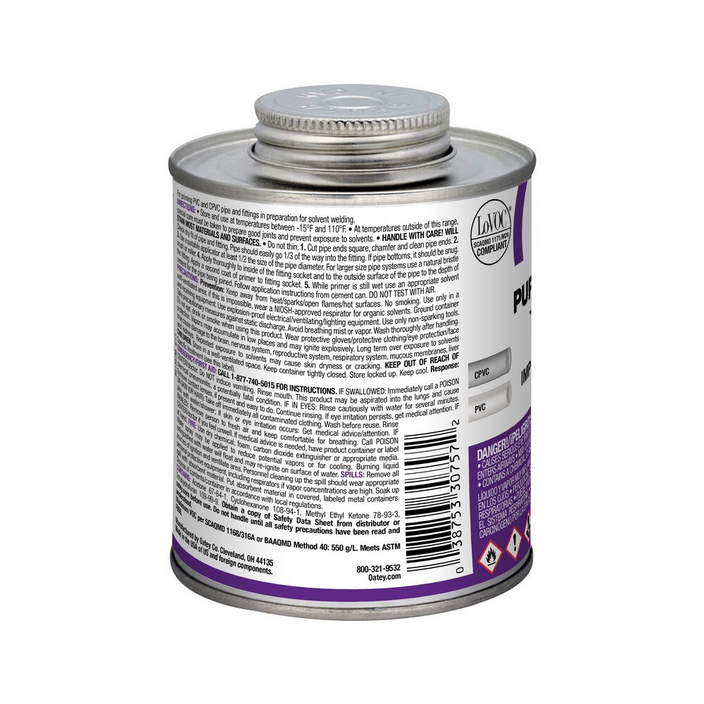 Imprimador púrpura de 16 oz para CPVC y PVC Oatey 30757L