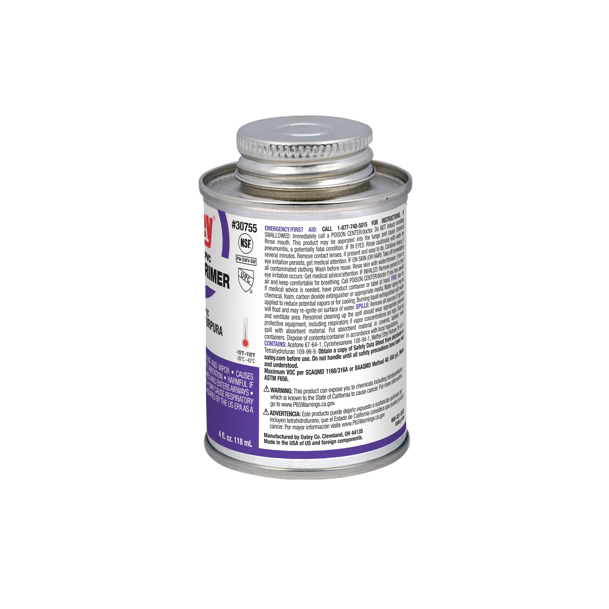 Imprimador púrpura CPVC y PVC de 8 onzas líquidas Oatey 30756L