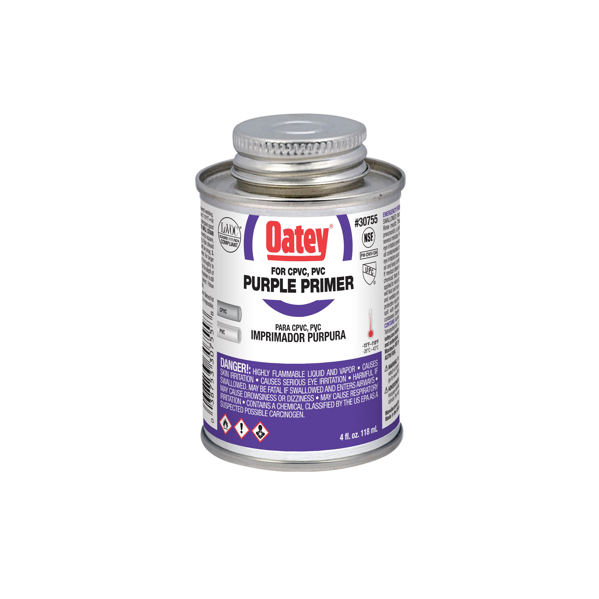Imprimador púrpura CPVC y PVC de 8 onzas líquidas Oatey 30756L