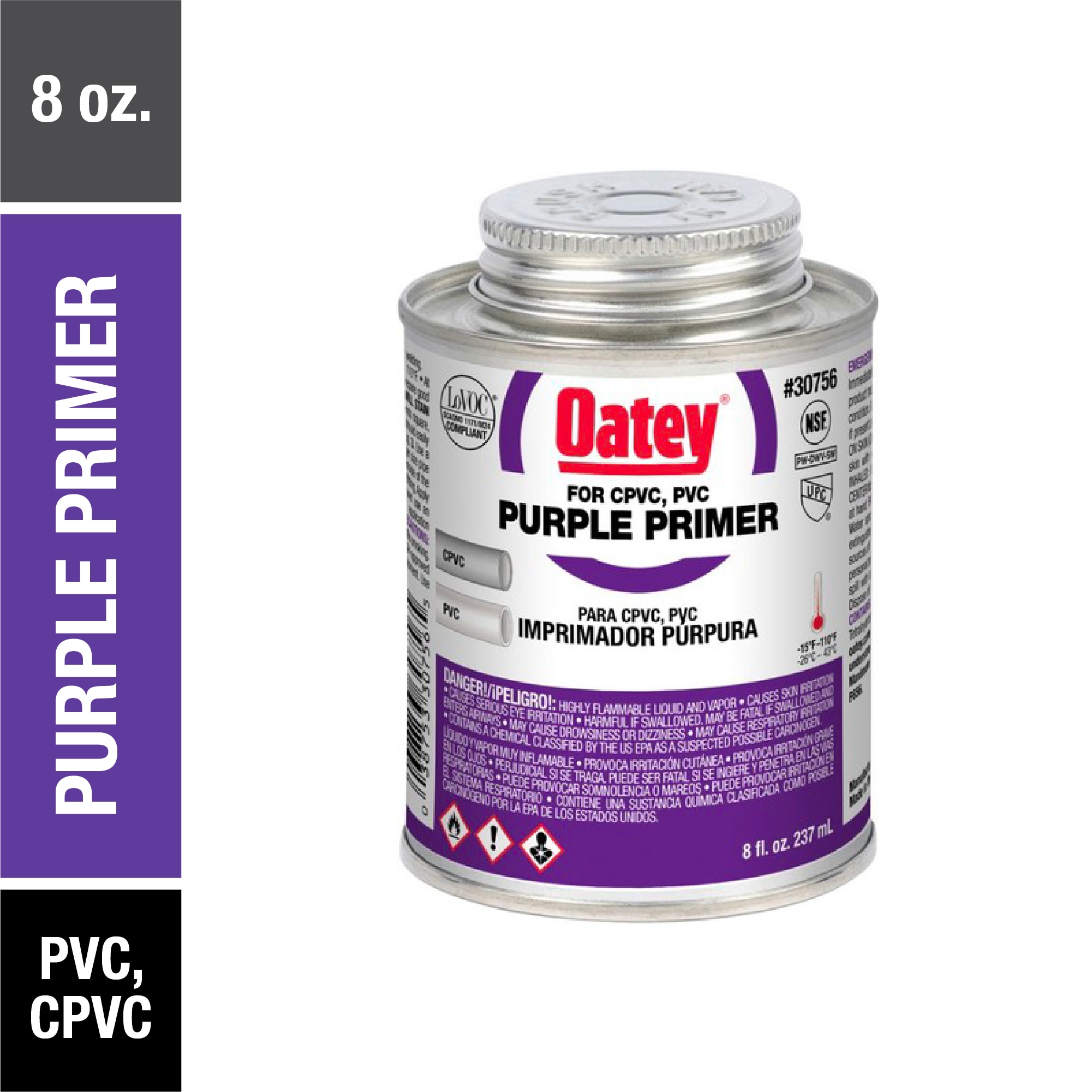 Imprimador púrpura CPVC y PVC de 8 onzas líquidas Oatey 30756L