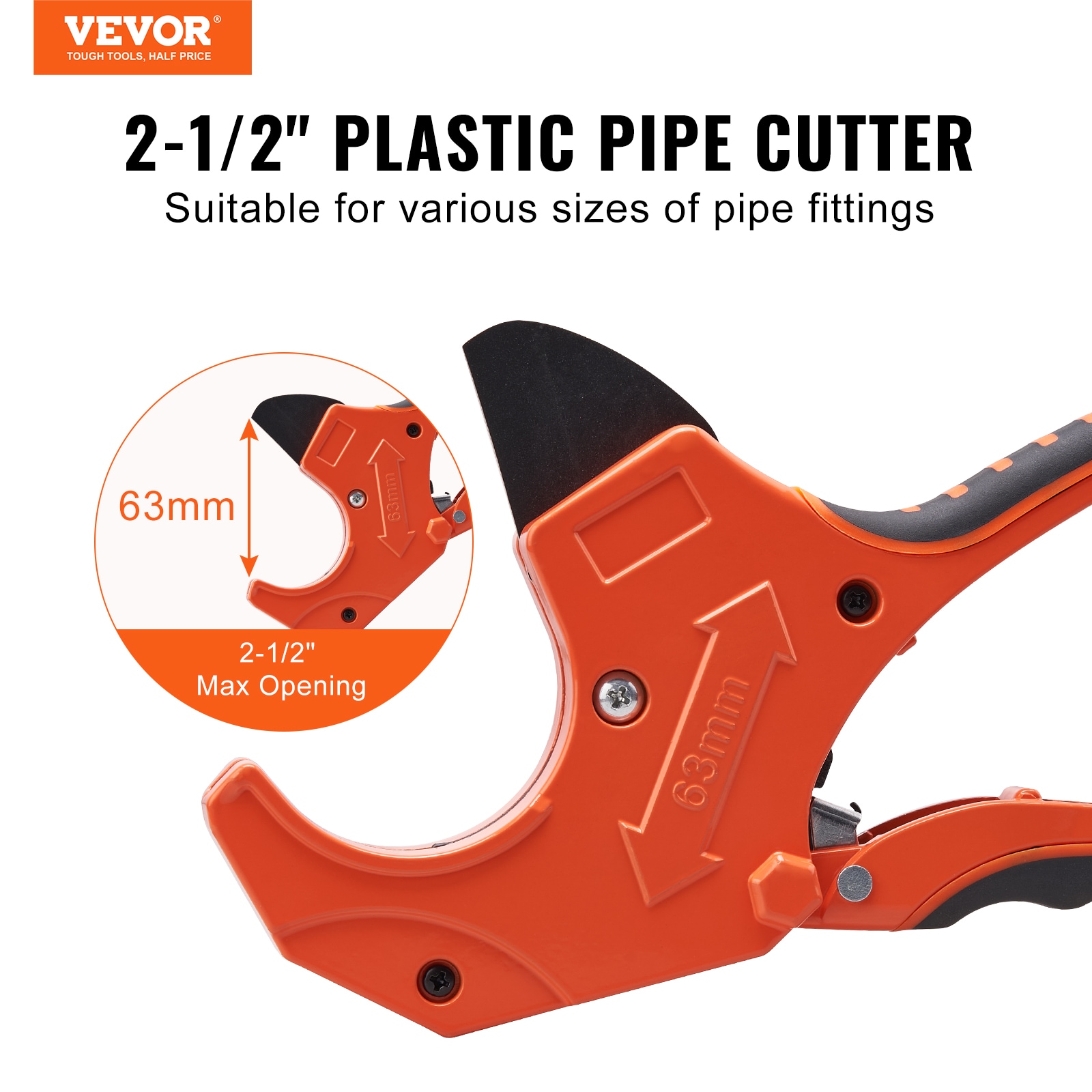 Cortador de tubos de PVC VEVOR de 2-1/2" O.D. tipo trinquete 2-1/2 pulgadas cortador de PVC