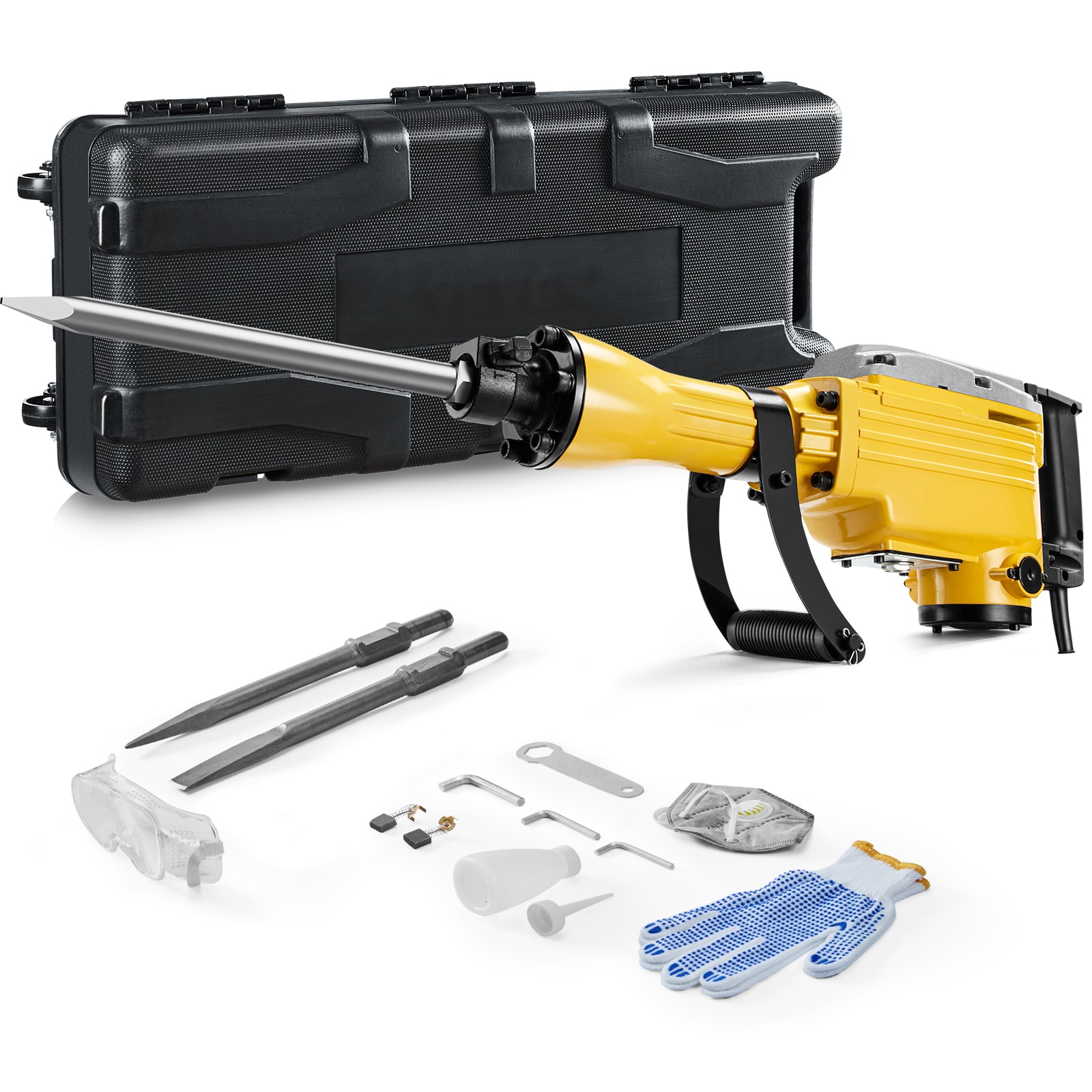 Martillo Demoledor Con Cable de 110 Voltios SVOPES 2200 W Con 2 Brocas Cinceladoras a 1350 BPM
