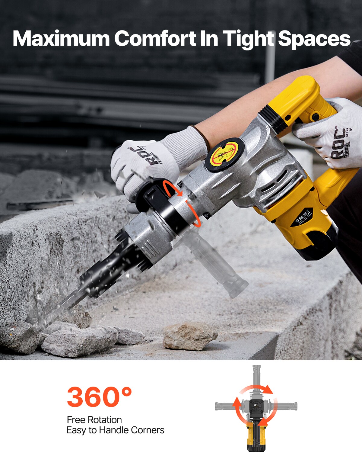Martillo demoledor con cable de 110 voltios SVOPES 1400 W con 2 puntas de cincel a 2900 BPM
