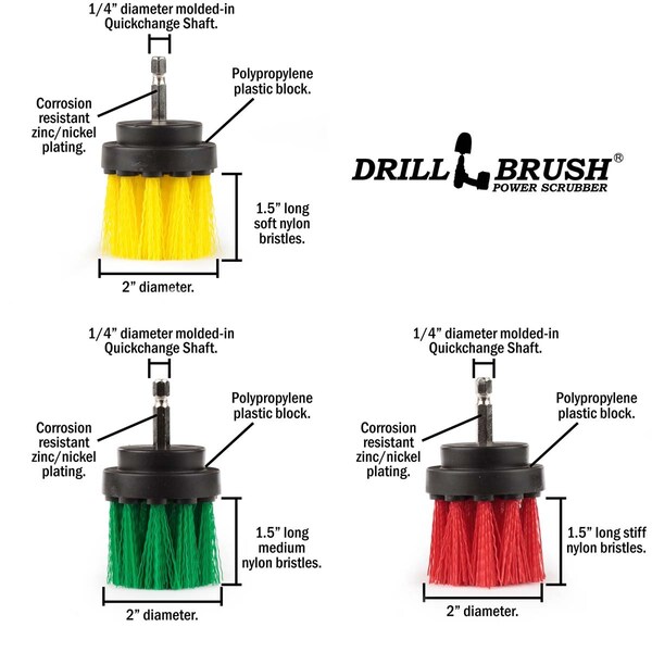 Cepillo Perforador Power Scrubber de Useful Products 5 pulgadas de ancho 5 pulgadas de largo, Variedad - 2IN-L-GRY-QC-DB
