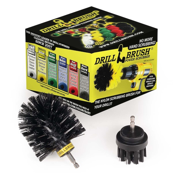 Cepillos de limpieza rotativos ultra rígidos Drillbrush Black, paquete de 2 - K-S-2O-QC-DB