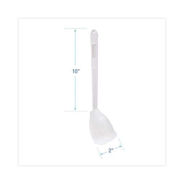 Cepillos para baño Boardwalk, mango de 10 pulgadas de largo, blanco, de plástico, 12 pulgadas de largo en total - BWK00170EA