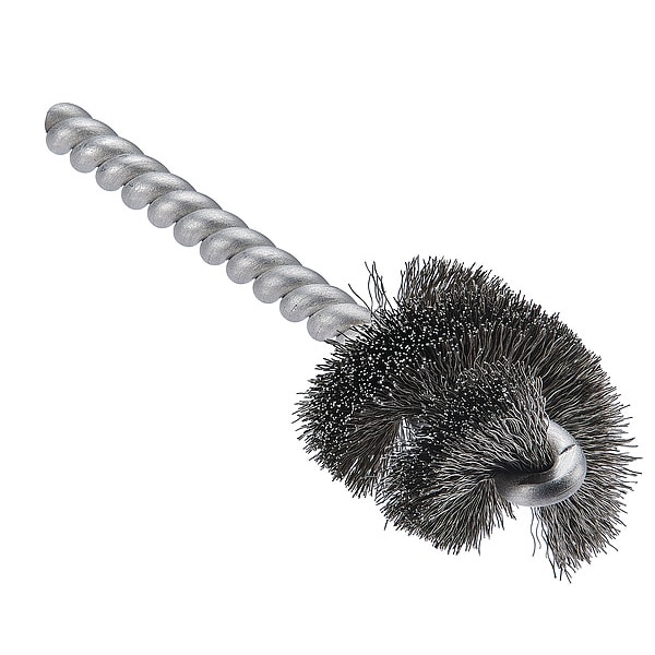 Brocha para Conexiones Tanis, Mango de 3 1/4 pulgadas de largo, Cerdas de 1 pulgada de largo, Color Plata, Acero Inoxidable, 3 1/2 pulgadas de largo en total - 06391