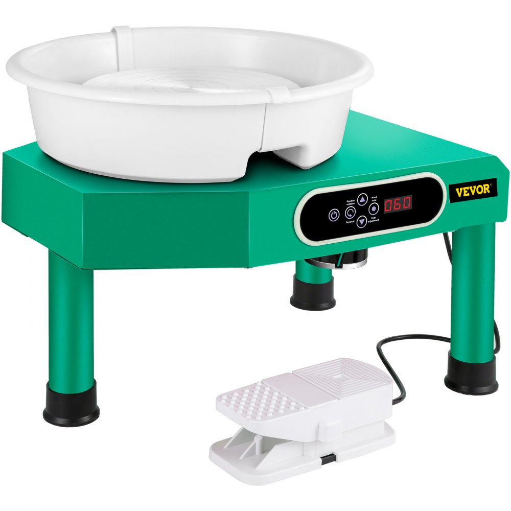 VEVOR Pottery Wheel 9.8" LCD Touch Screen Pottery Wheel Forming Machine,350W Electric DIY Clay Sculpting Tools with Foot Pedal & Detachable ABS Basin for Adults and Beginners Art Craft (Green) - XTXTYLP10110VNUM5V1