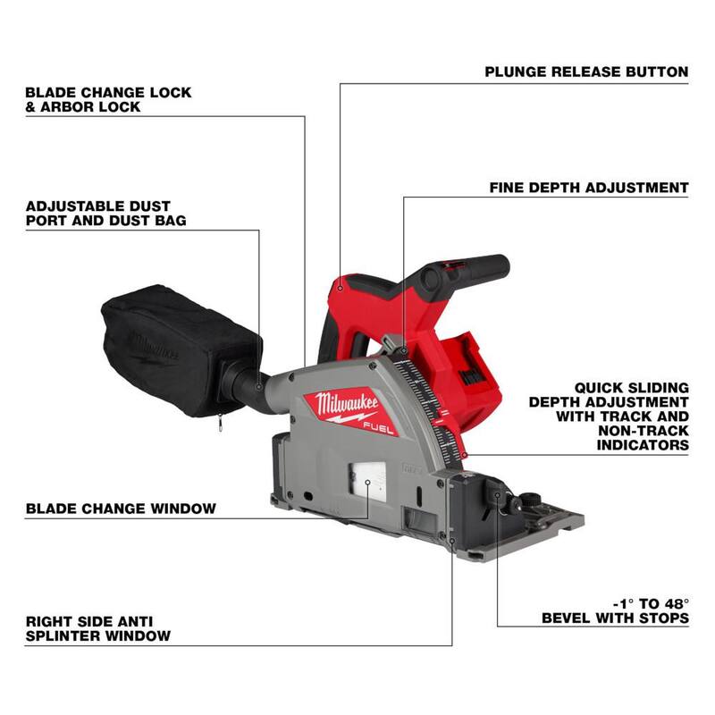 Milwaukee M18 FUEL 18V Lithium-Ion Brushless Cordless 1/2 in. Hammer Drill Driver Kit con sierra de carro de corte por inmersión de 6-1/2 pulgadas - 2904-22-2831-20