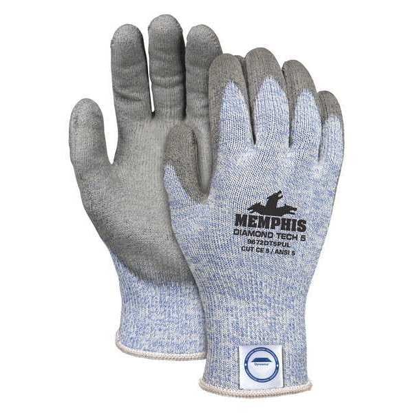Guantes recubiertos resistentes al corte Mcr Safety, Nivel de corte A5, calibre 10, azules, talla L - 9672DT5PUL