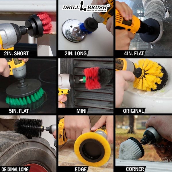 Cepillo de Taladro Power Scrubber de Useful Products 5 pulgadas de ancho 8 pulgadas de largo, Variedad - YEO-G5-W4C-R2M-KJS-B2L-QC-DB